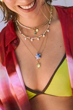 Collar Starfish Blue Acero Baño Oro