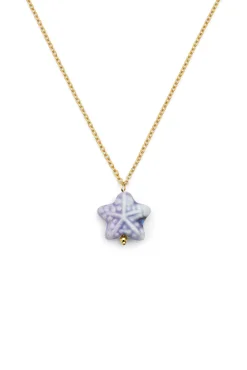 Collar Starfish Blue Acero Baño Oro