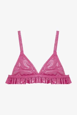 Conjunto de bikini rosa brillo volante