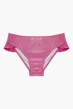 Conjunto de bikini rosa brillo volante