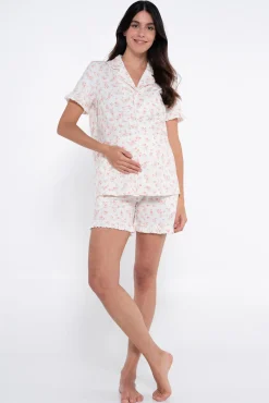 Conjunto de pijama canalé flores premamá