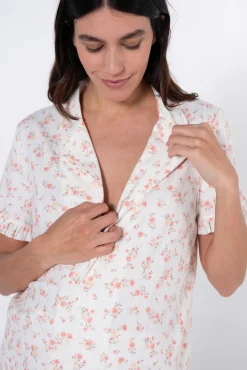 Conjunto de pijama canalé flores premamá