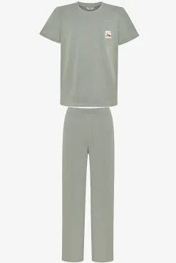 Conjunto de pijama largo caqui