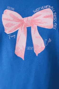 Conjunto de pijama largo azul estampado