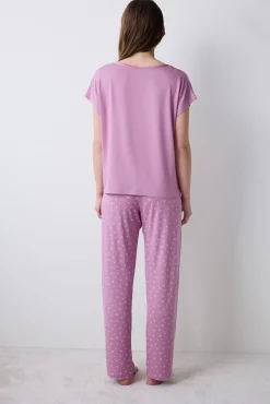 Conjunto de pijama largo lila flores