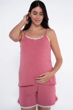 Conjunto de pijama premamá estampado topos