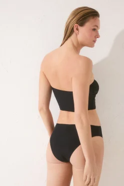 Crop top bikini bandeau negro