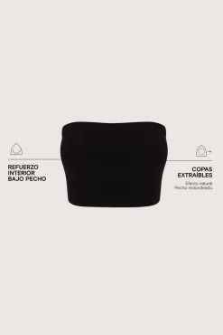 Crop top bikini bandeau negro