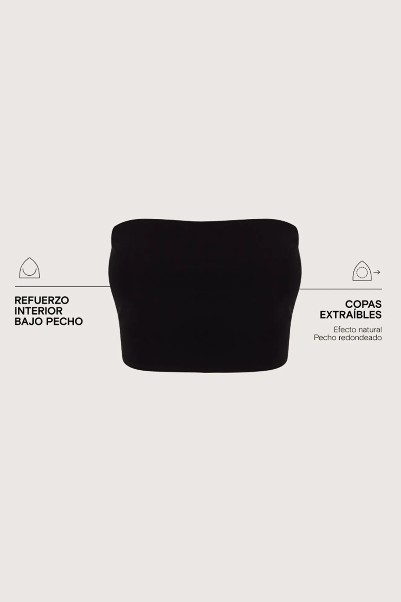 Crop top bikini bandeau negro