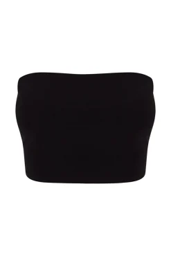 Crop top bikini bandeau negro