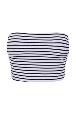 Crop top bikini bandeau rayas navy