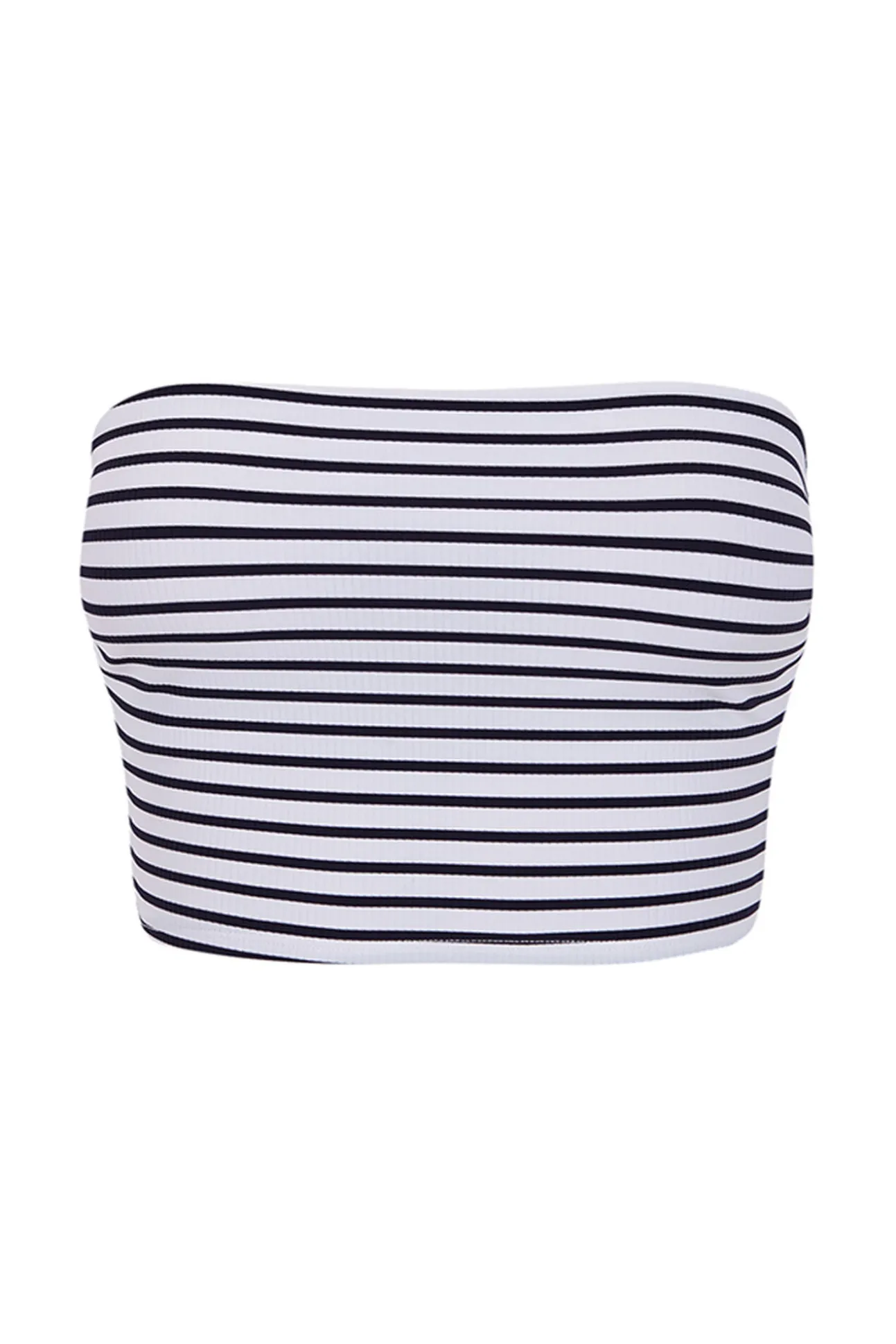 Crop top bikini bandeau rayas navy