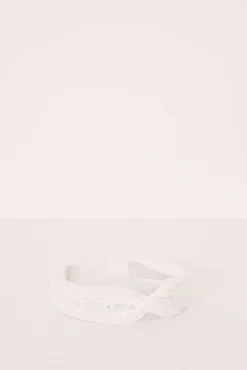 Diadema pelo bordado suizo blanco