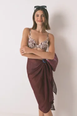 Falda pareo 100% algodón granate