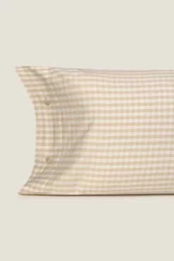 Funda almohada algodón satén cuadros vichy