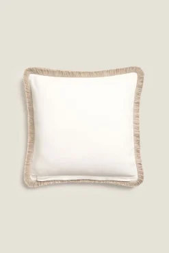 Funda cojín algodón flecos