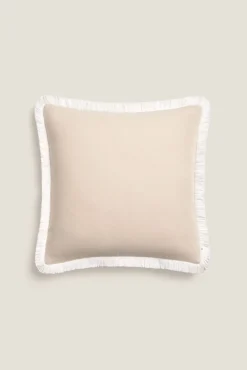 Funda cojín algodón flecos