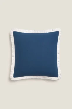 Funda cojín algodón flecos