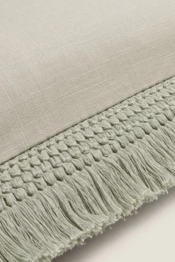 Funda cojín algodón flecos