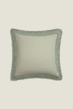 Funda cojín algodón flecos