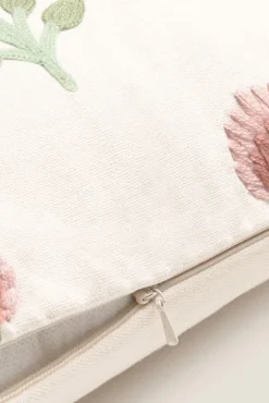 Funda cojín bordado flores