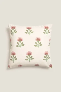 Funda cojín bordado flores
