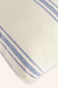 Funda de cojín alargado con raya tejida azul Bari