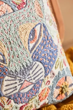 Funda de cojín con motivos felinos bordados Feli