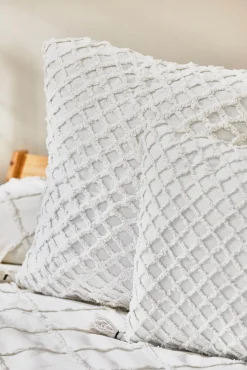 Funda de cojín con relieve de rombos blanco Royal