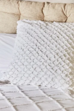 Funda de cojín con relieve de rombos blanco Royal