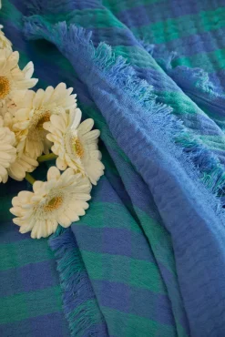 Mantel de algodón vichy azul Nasau