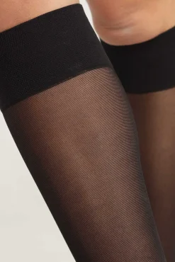 Medias cortas negras rejilla con ribete Style