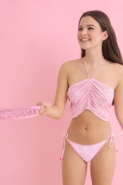 Minifalda fruncido cebra rosa