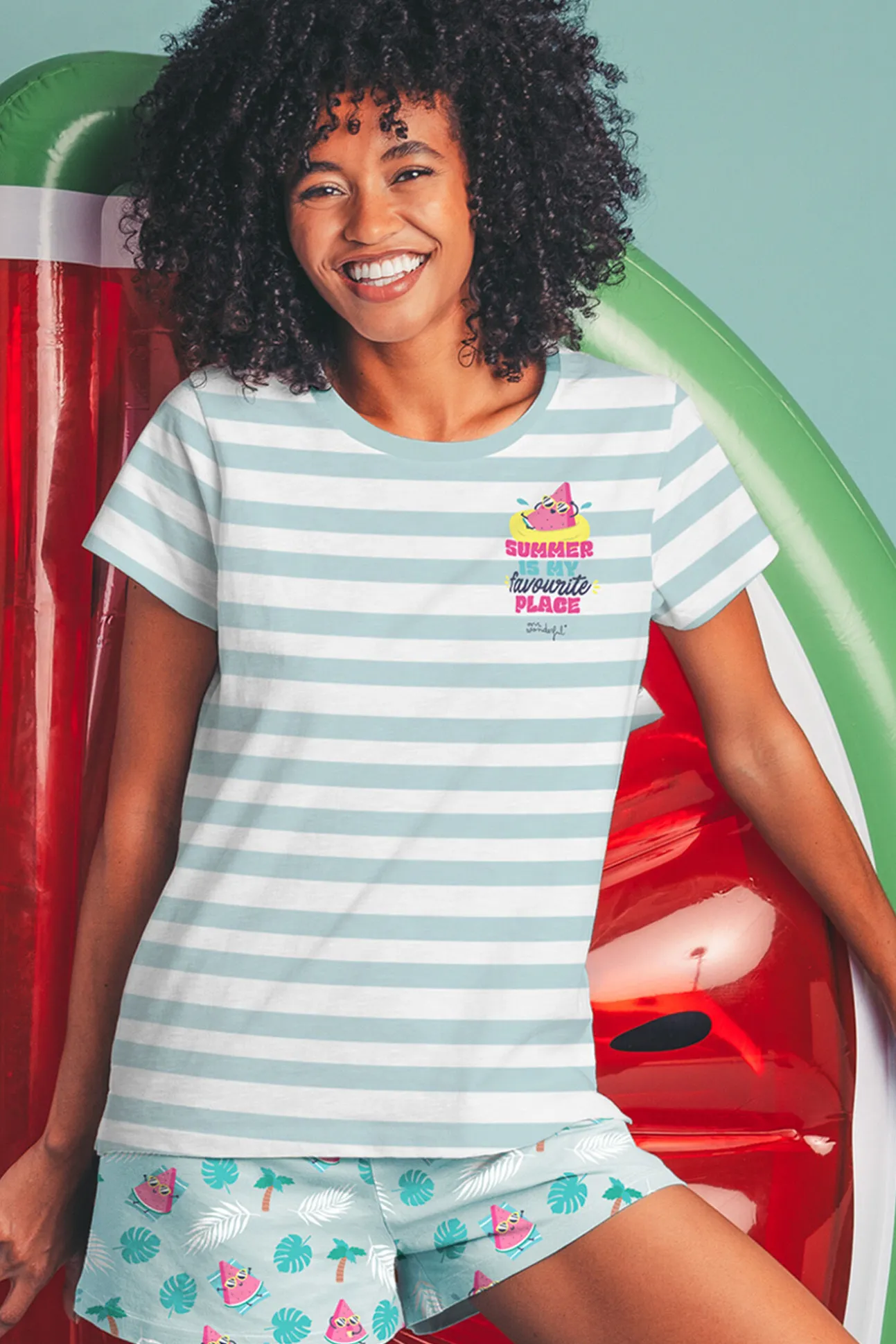 MR WONDERFUL Pijama Manga Corta Sandia para Mujer