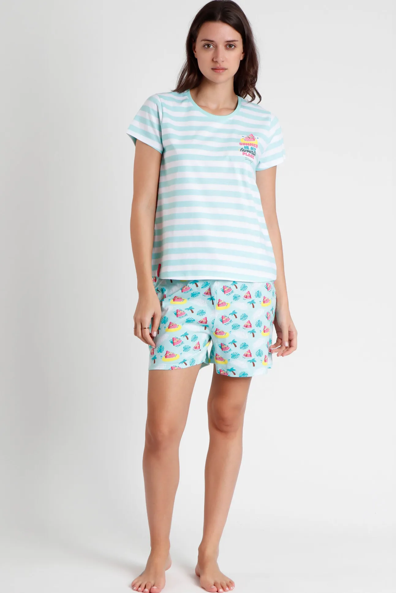 MR WONDERFUL Pijama Manga Corta Sandia para Mujer