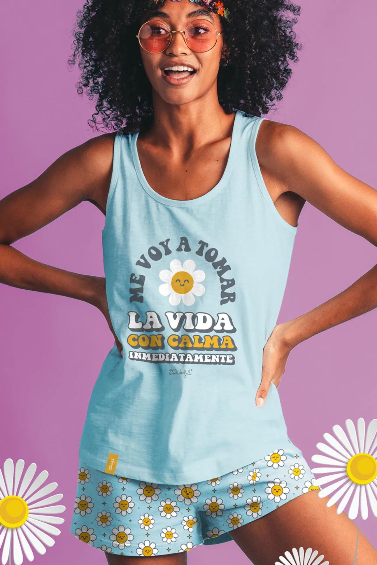 MR WONDERFUL Pijama Sin Mangas Positive para Mujer