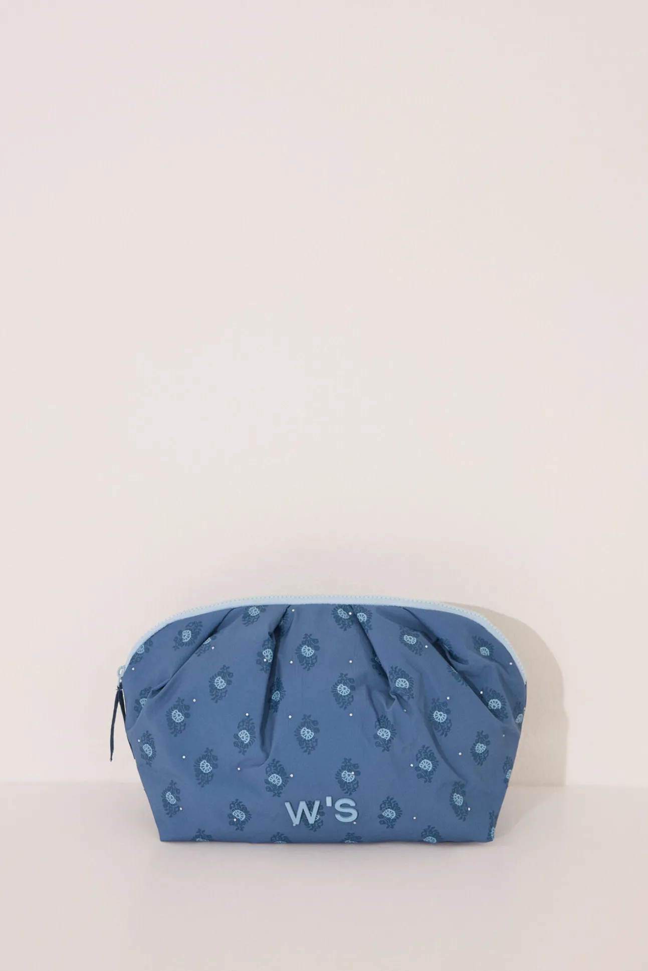Neceser grande acolchado estampado azul