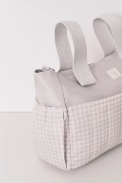 Neceser mediano "maternity" cuadros vichy gris