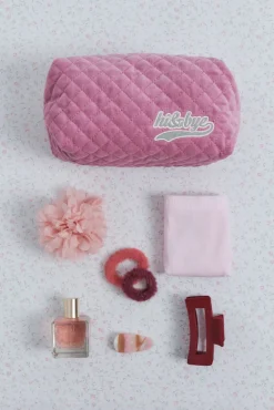 Neceser terciopelo logo bordado rosa