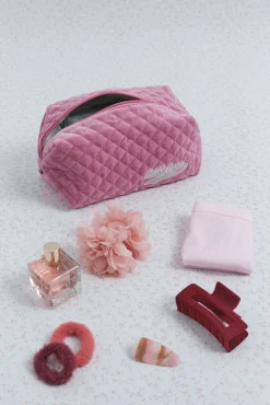 Neceser terciopelo logo bordado rosa