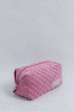 Neceser terciopelo logo bordado rosa