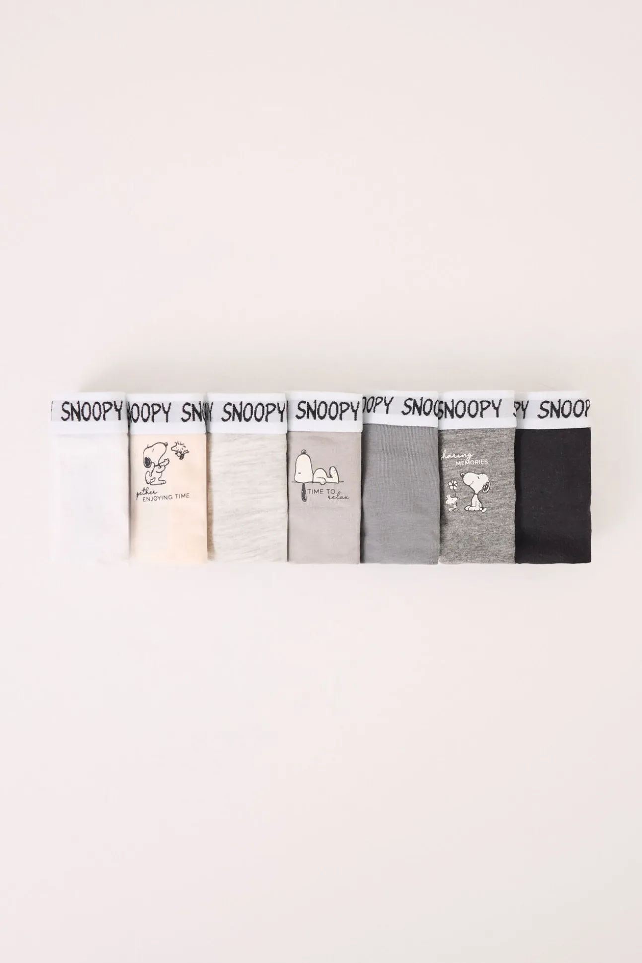 Pack 7 bragas anchas algodón multicolor Snoopy