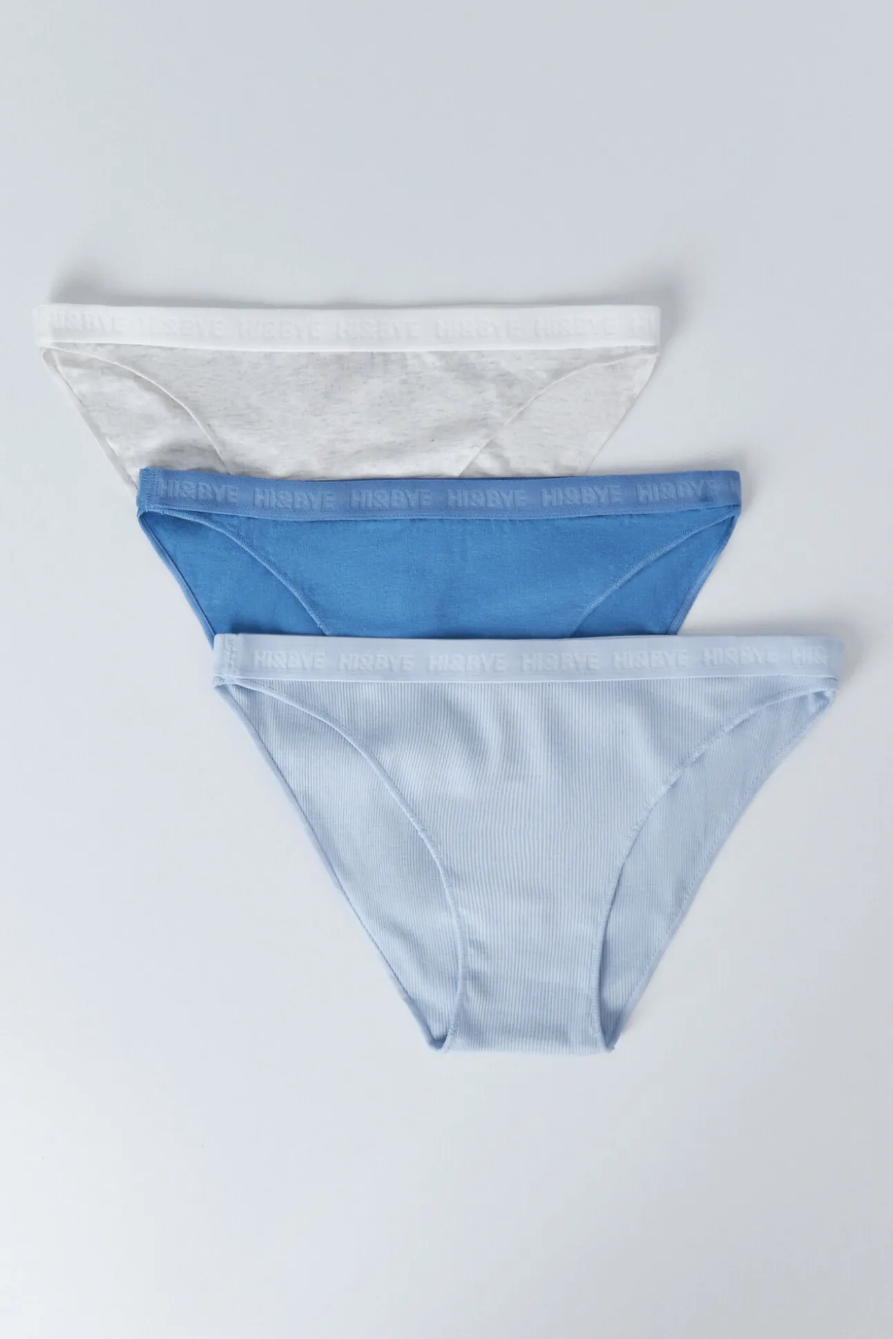 Pack 3 bragas clásicas azul, gris, azul claro