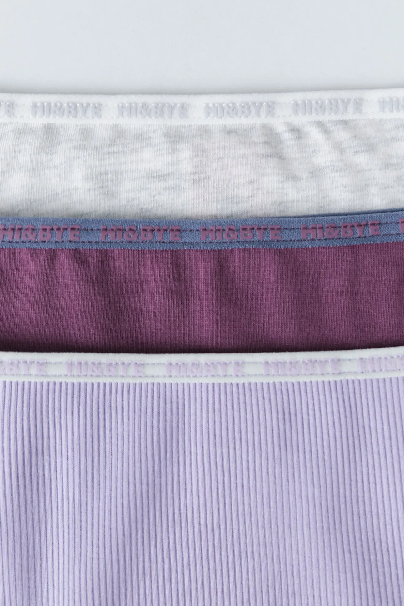 Pack 3 bragas clásicas morado, rosa, gris