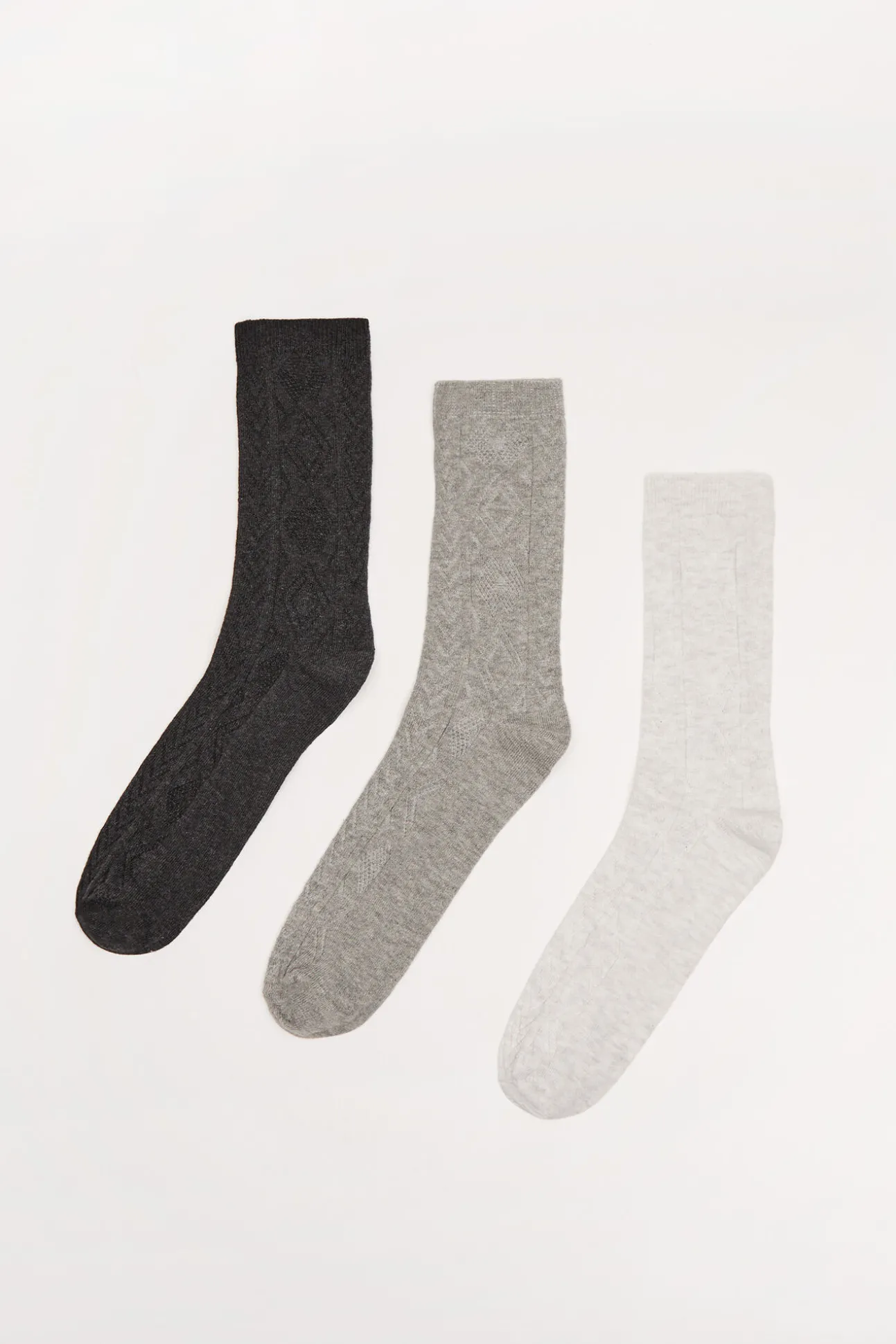 Pack 3 calcetines algodón textura gris