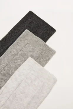 Pack 3 calcetines algodón textura gris