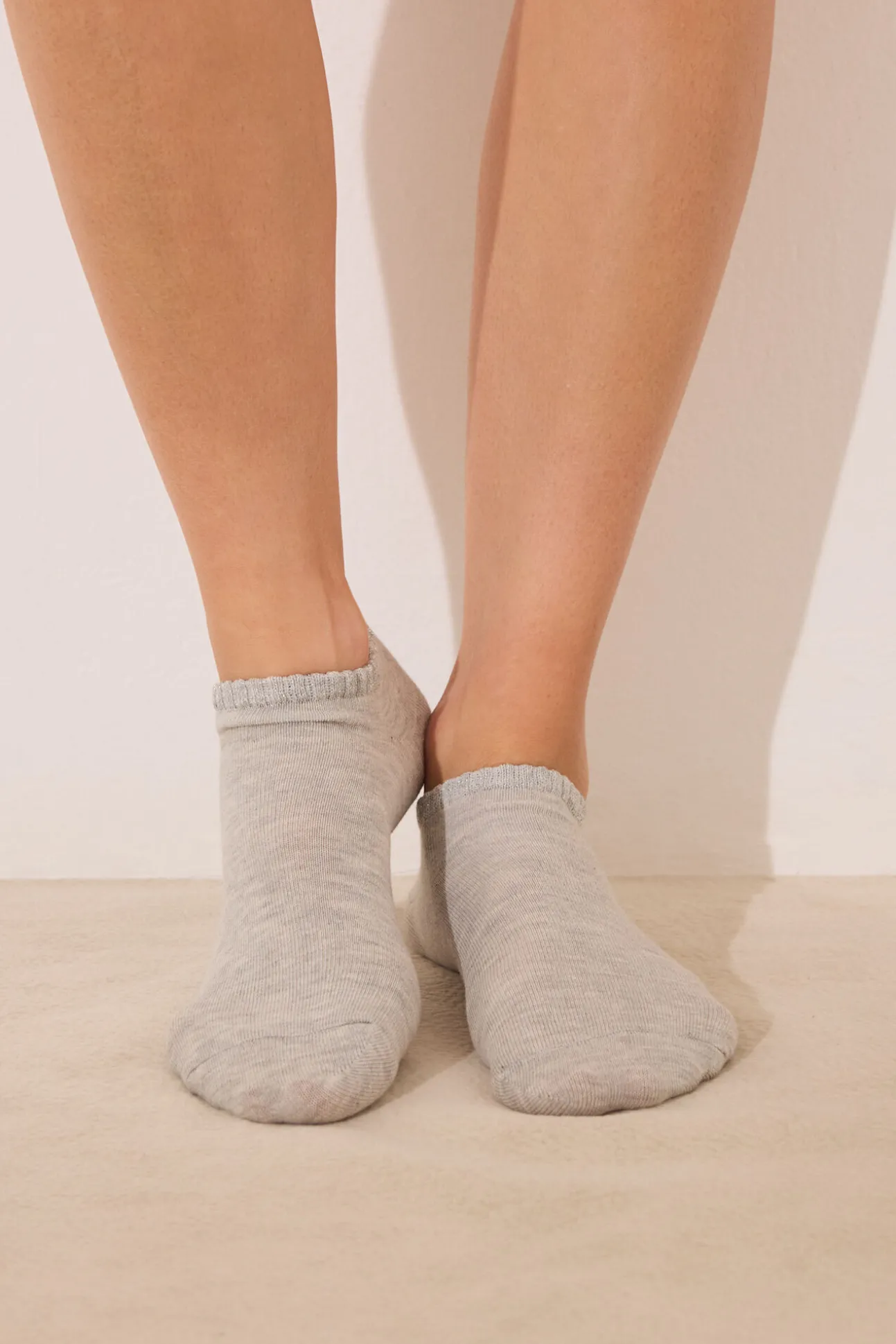 Pack 3 calcetines cortos grises lurex