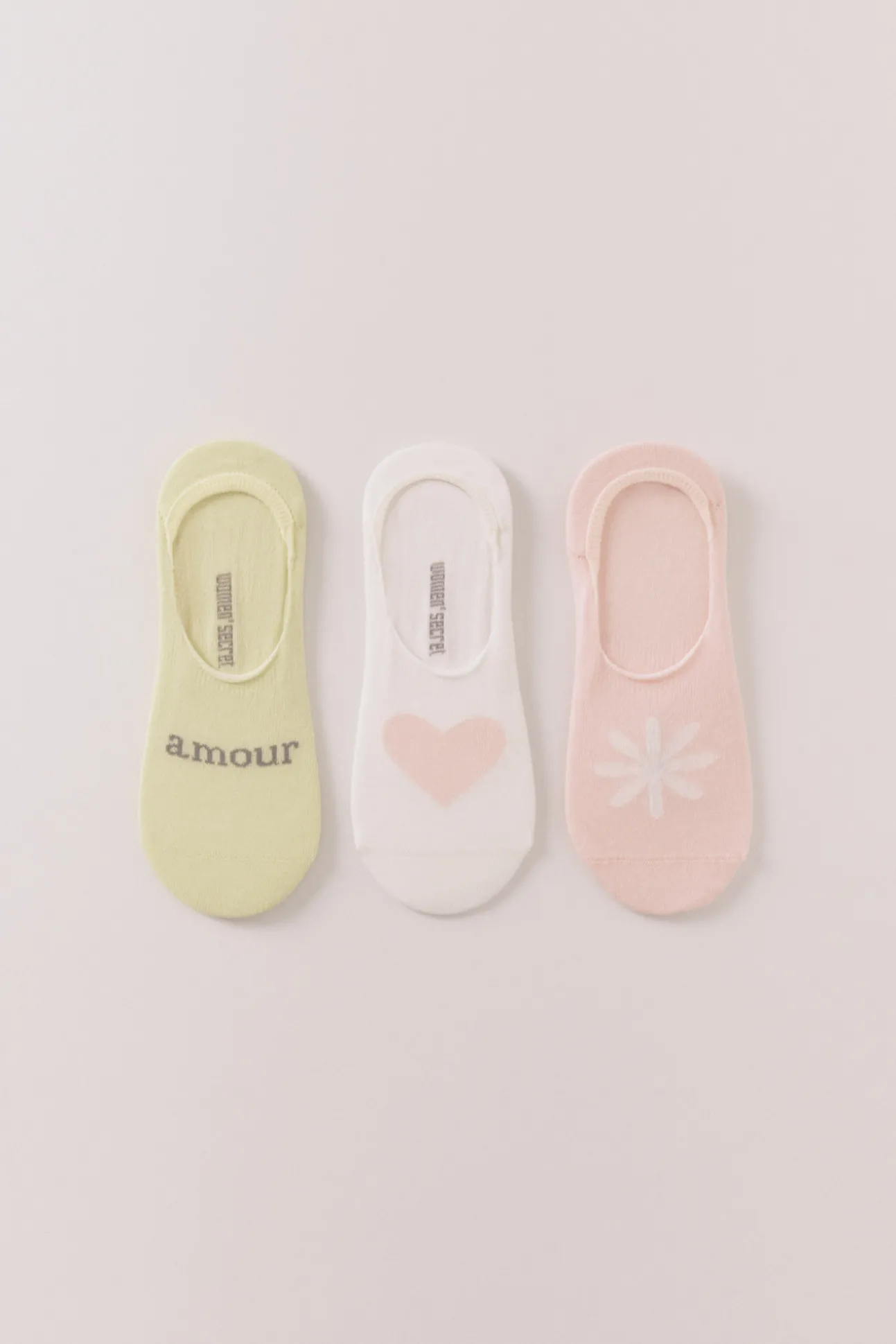 Pack 3 calcetines invisibles print "amour"