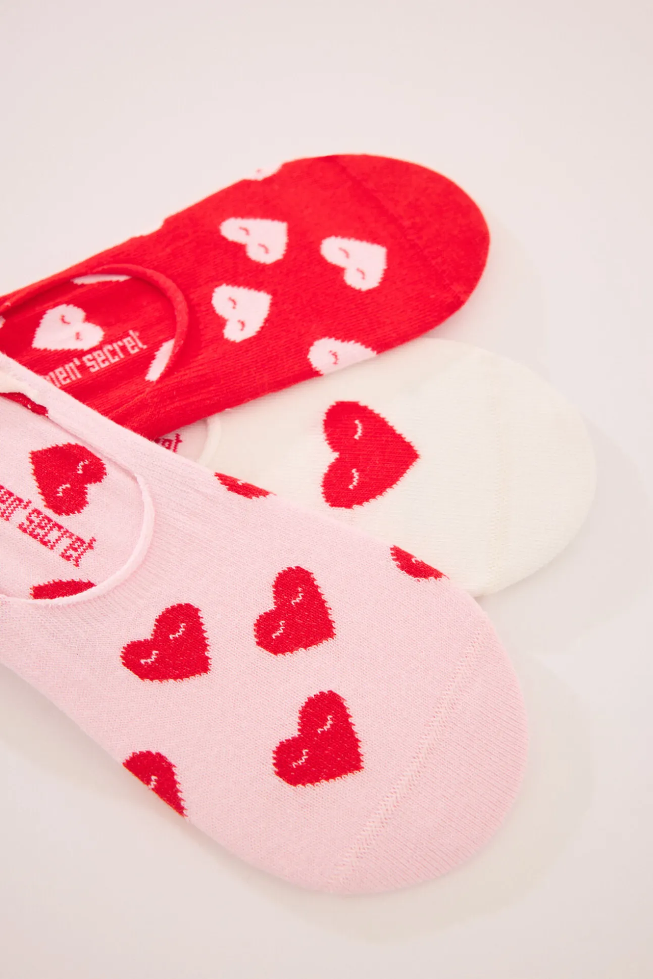 Pack 3 calcetines invisibles algodón print corazones