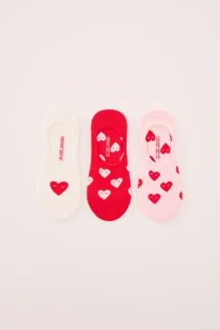 Pack 3 calcetines invisibles algodón print corazones